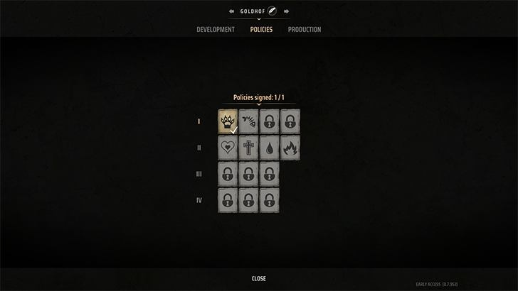 Manor Lords - Policies Menu