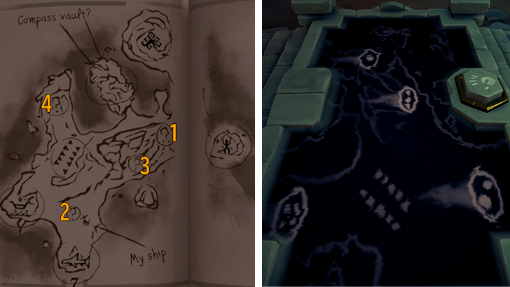 Sea of Thieves - Shores of Gold Western Vault Puzzle Map