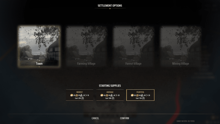 Manor Lords - Settlement Options