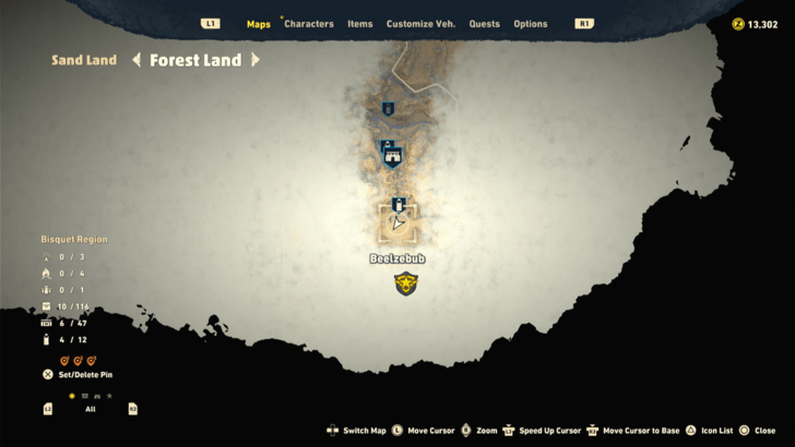 Sand Land - Croc Grease Farming Spot Map