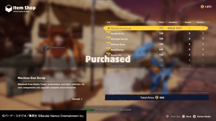 Sand Land - Obtain the Machine Gun Scrap