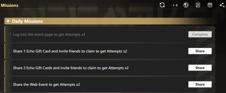 Wuthering Waves - Pre-Release Echo Summon Web Event Daily Missions