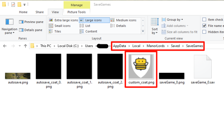 Manor Lords - Move Custom Coat of Arms PNG to Save Folder