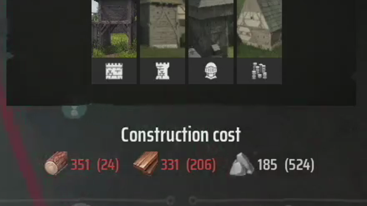 Manor Lords - Construction Cost in the Planner