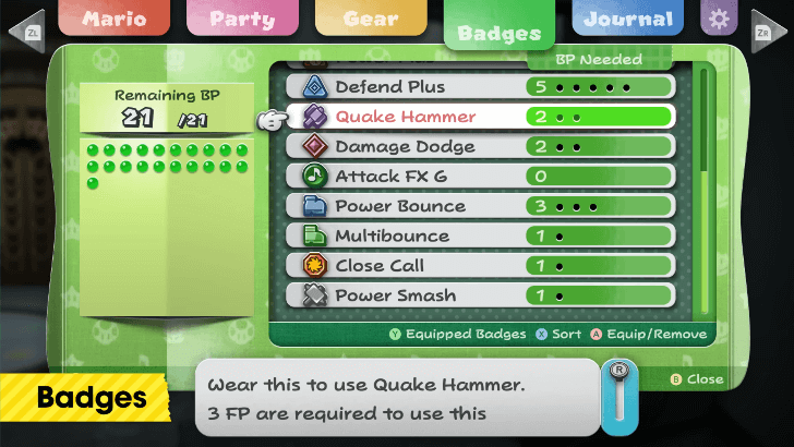 Paper Mario TTYD Switch Remake - Equip Badges