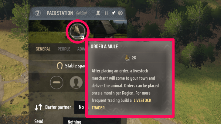 Manor Lords - How to Use Pack Stations Mule Option