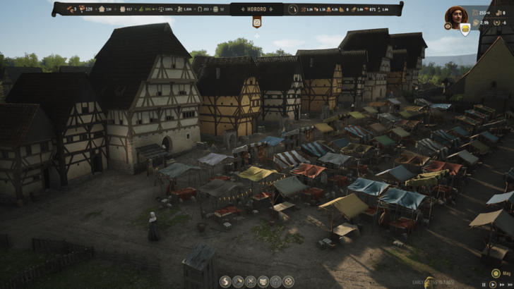 Manor Lords - Upgraded Burgage Plots Near the Market