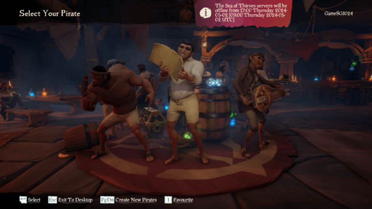 Sea of Thieves - Choose Character Menu