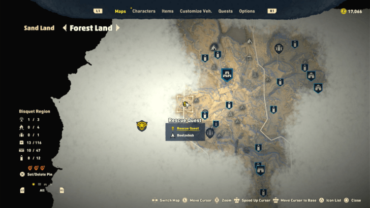 Sand Land - Omega Raptor Map Location