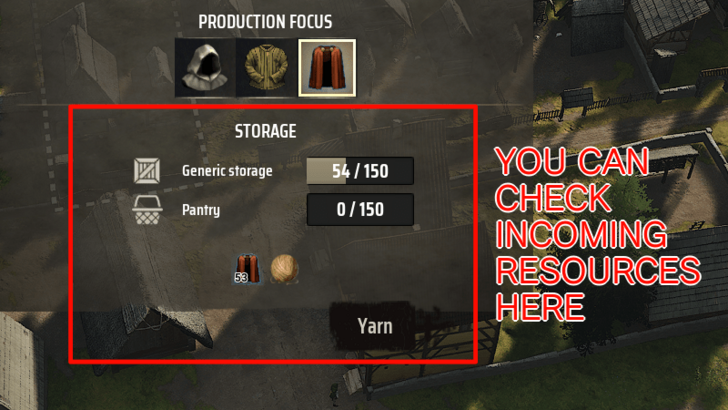 Manor Lords - Check Incoming Resources in the Building