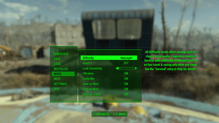 Fallout 4 - Select Difficulty Mode