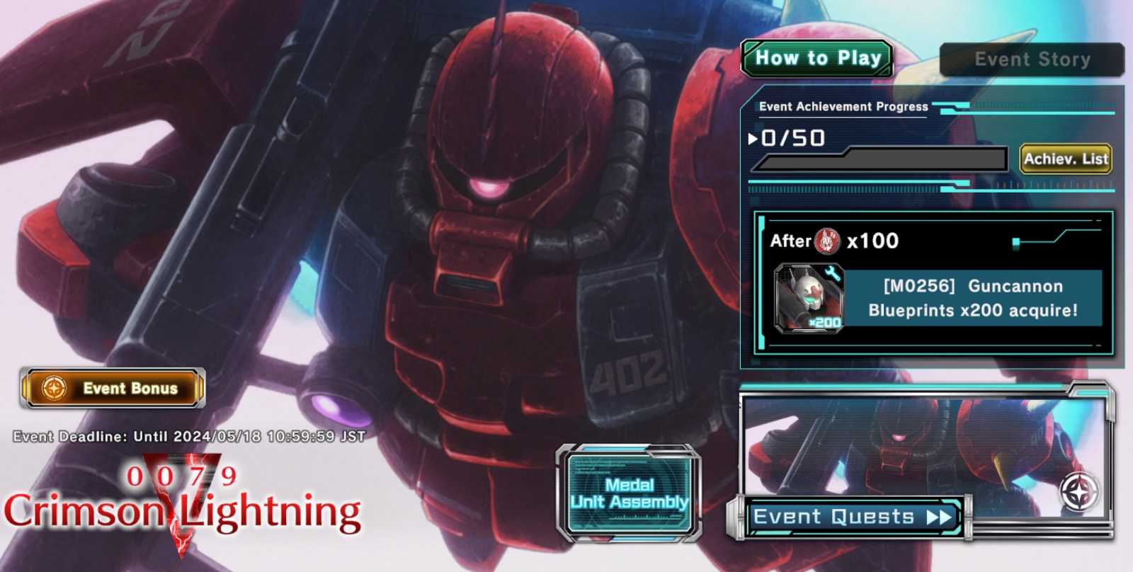 Crimson Lightning Event Panel - Gundam UC Engage