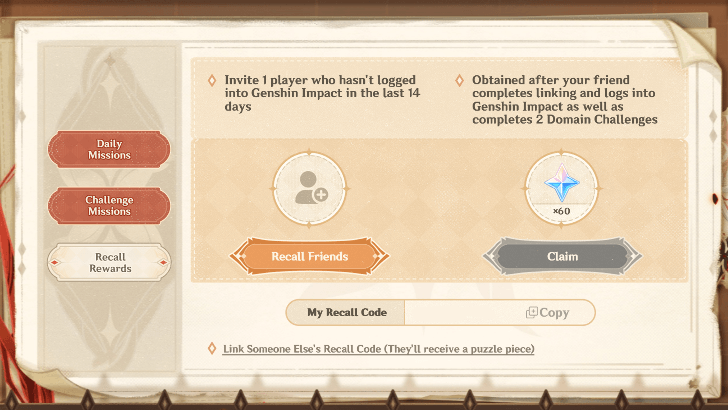 Genshin - Fragmented Memories - Invite Friends