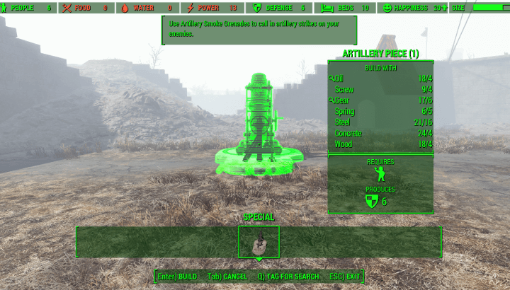 Fallout 4 - Artillery Piece Requirements