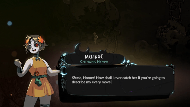 Hades 2 - Homer Character Guide Melinoe Talking to Homer