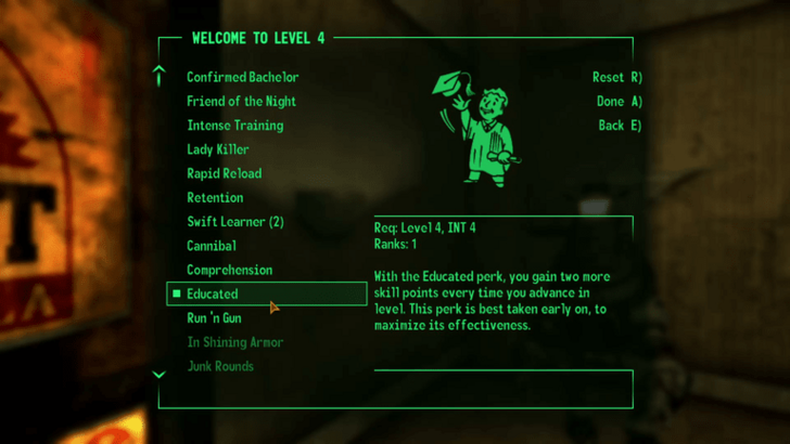 Fallout New Vegas - Prioritize the Educated Perk