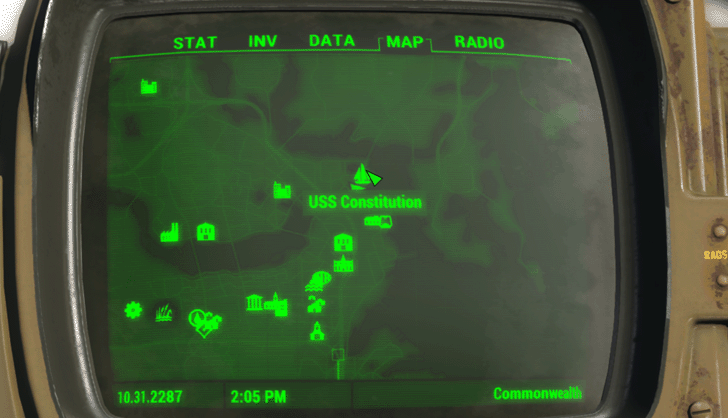 Fallout 4 - USS Constitution Map Location
