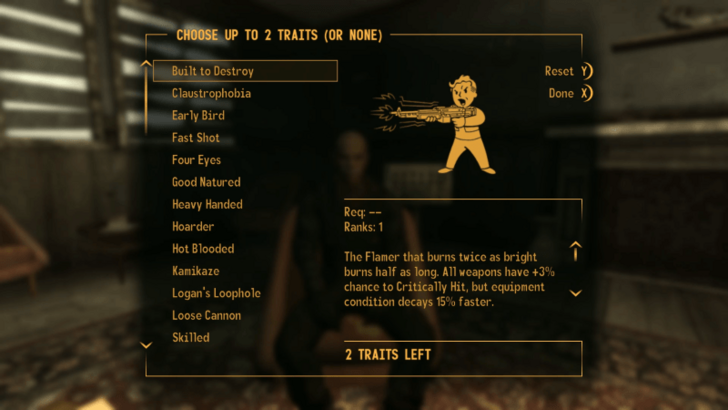 Fallout New Vegas - Choose 2 Traits