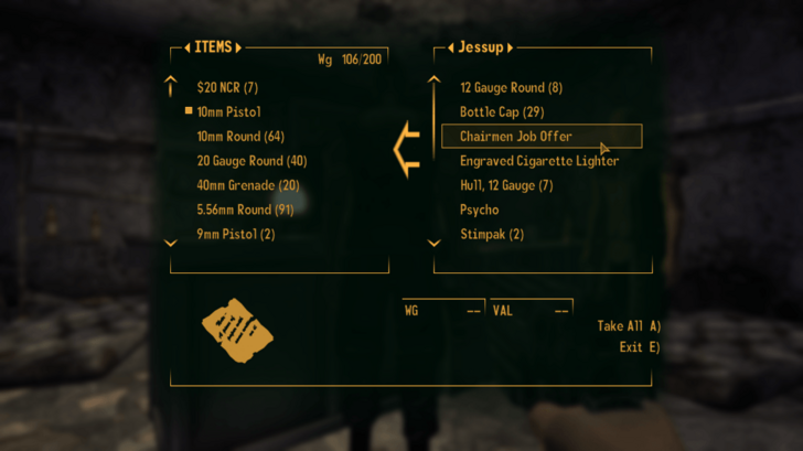 Fallout New Vegas - Chairmen Job Offer
