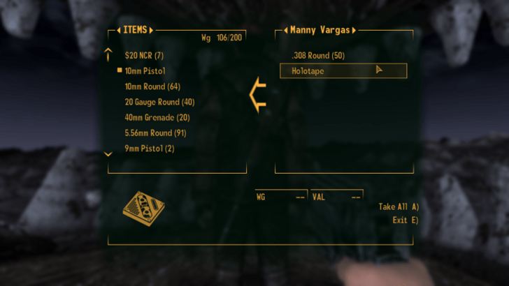 Fallout New Vegas - Pickpocket Manny