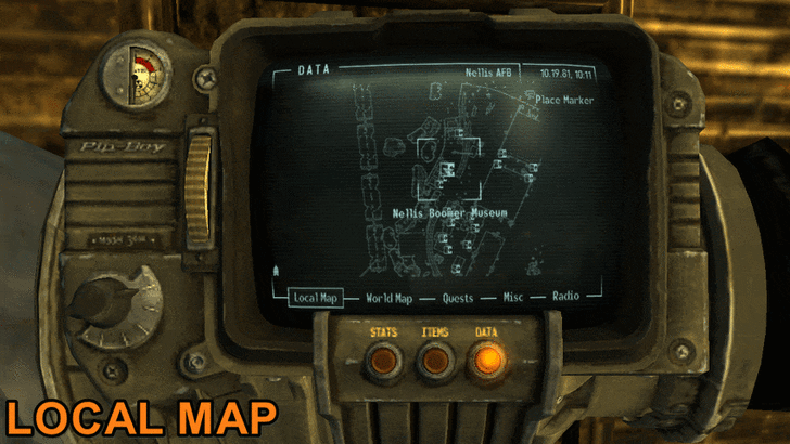 Fallout New Vegas - Nellis AFB Snow Globe in Nellis Boomer Museum Full Map