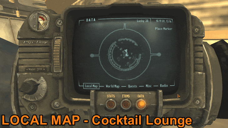 Fallout New Vegas - Test Site Snow Globe in the Cocktail Lounge Full Map