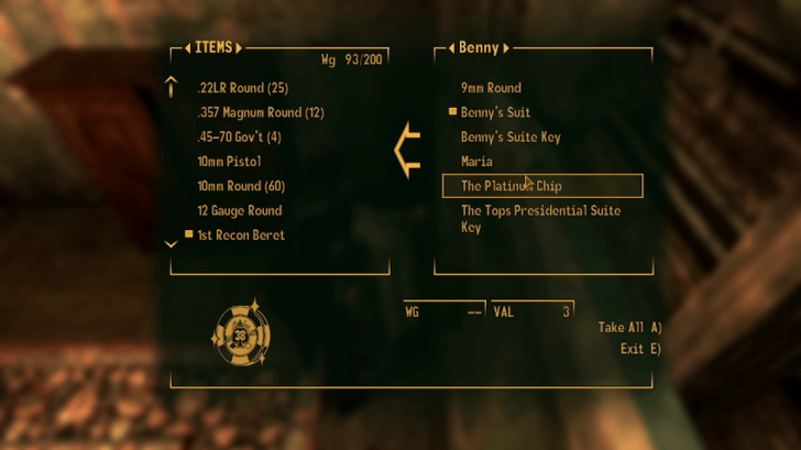 Fallout New Vegas The House Always Wins I Loot the Platinum Chip