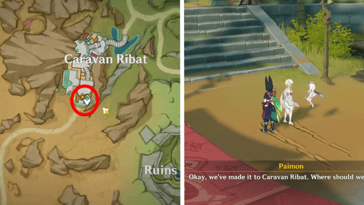 Genshin - Oathkeeper - Footprints Sunken Beneath the Sands 1 - Go to Caravan Ribat