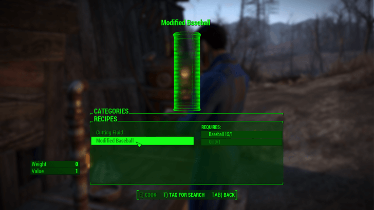 Fallout 4 - Modified Baseball Crafting Recipe