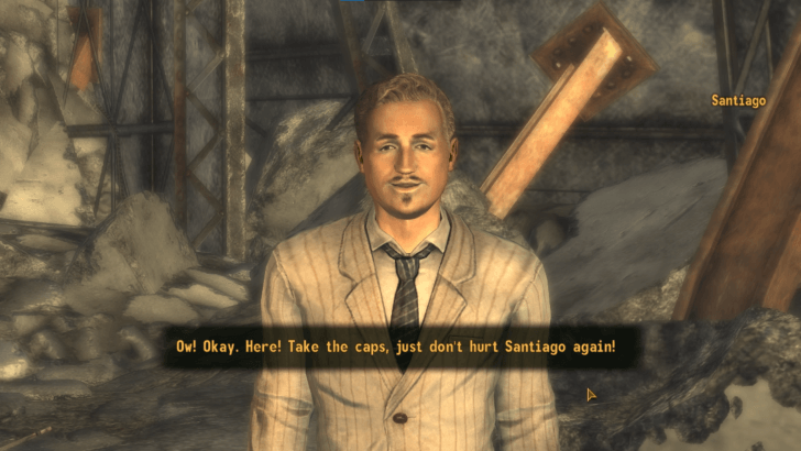 Fallout New Vegas - Collect caps from Santiago