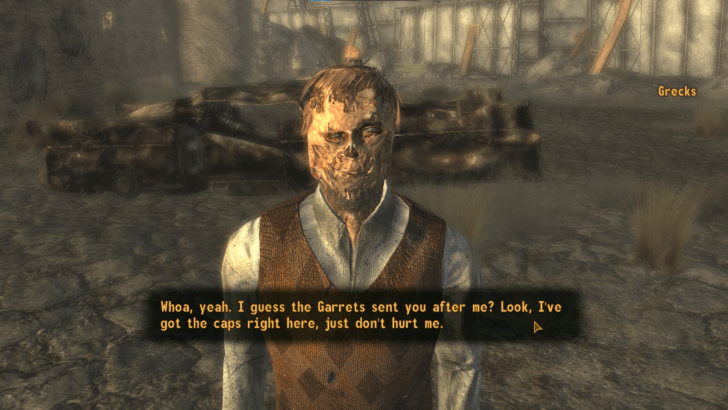 Fallout New Vegas - Collect caps from Grecks
