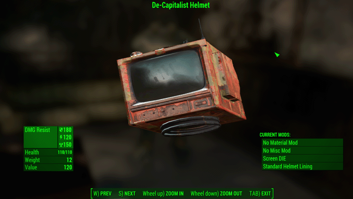 Fallout 4 - De-Capitalist Helmet Stats