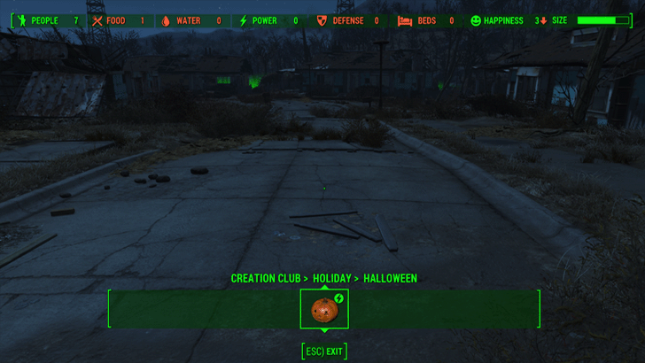 Fallout 4 - Halloween Decorations Workshop Menu