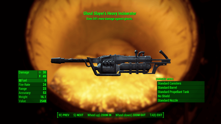 Fallout 4 - Heavy Incinerator Stats