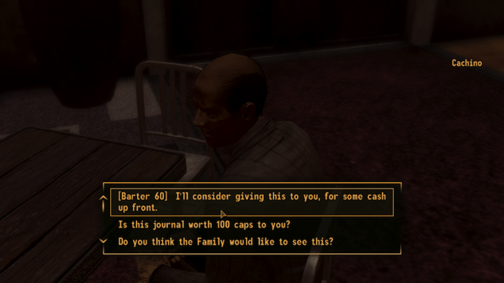Fallout New Vegas How Little We Know Sell Cachino the Journal.png