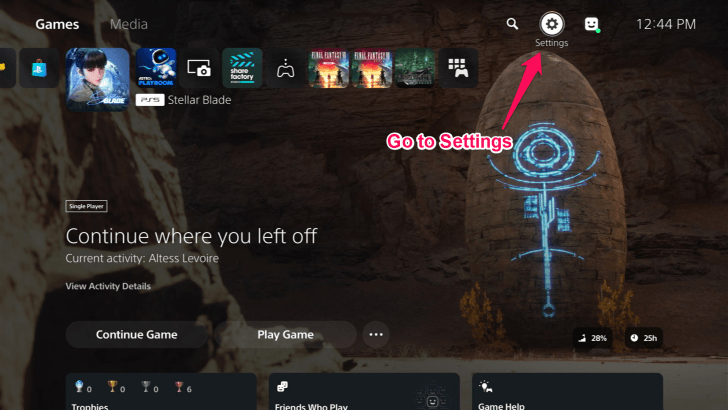 Stellar Blade - Go to Settings