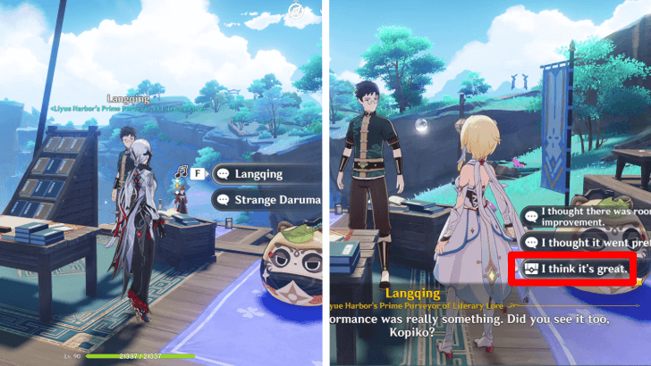 Genshin - Arataki Iridescence - Talk to Langqing