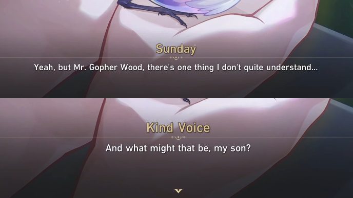 Honkai Star Rail - Gopher Wood Talking to Young Sunday and Robin