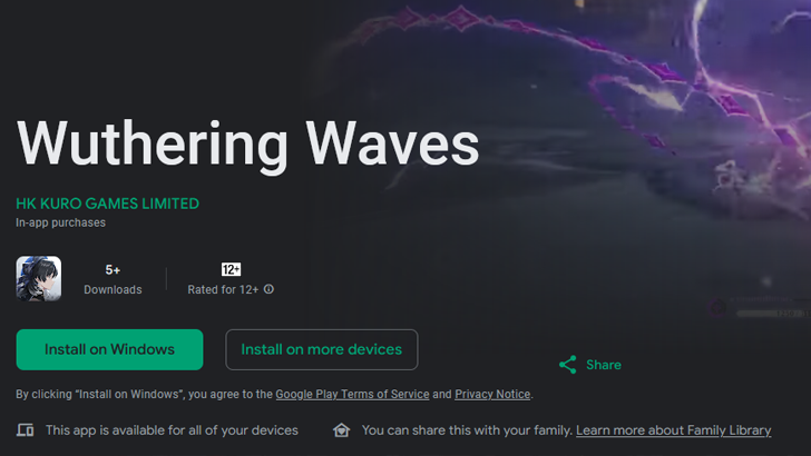 Wuthering Waves - Play Store Install on Windows