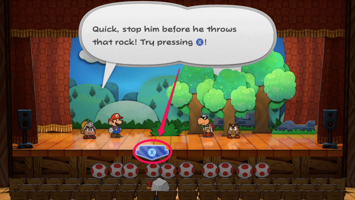 Paper Mario TTYD Switch Remake - Press X Button When Audience Throws Rock