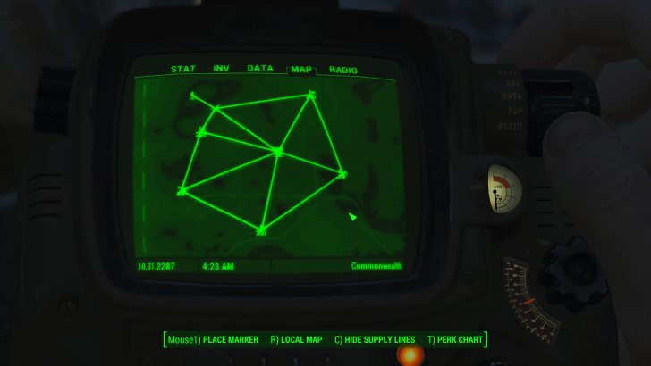 Fallout 4 Supply Lines Map - Chain With Central Settlement