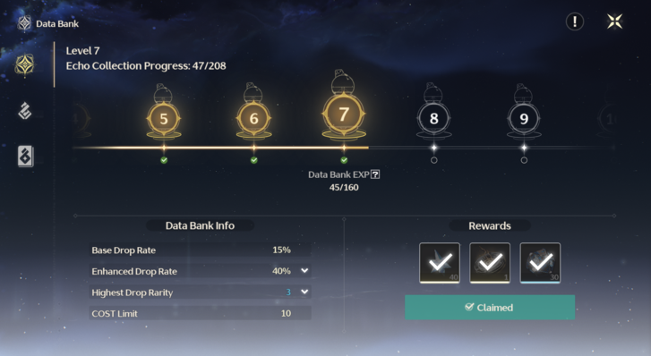Wuthering Waves - Data Bank Menu