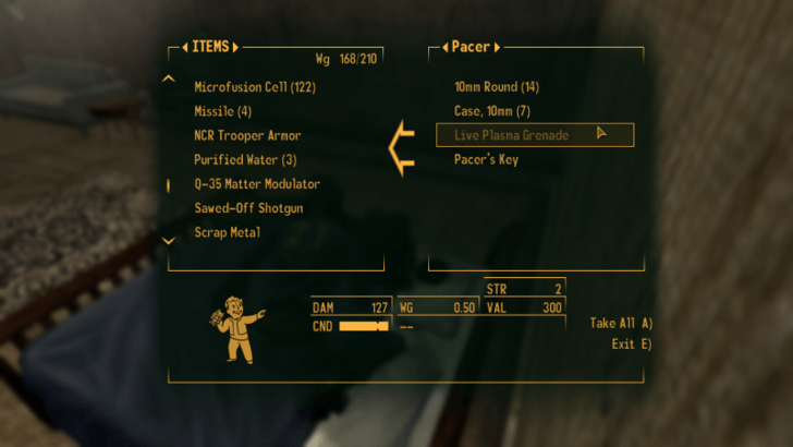 Fallout New Vegas - Reverse Pickpocket Plasma Grenade