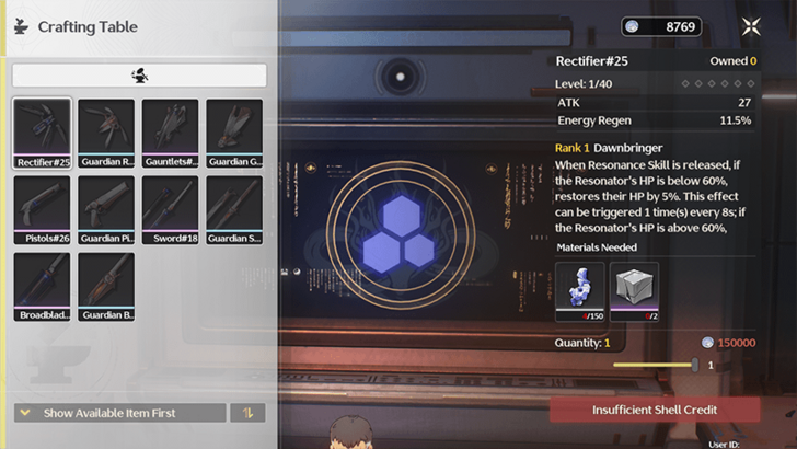 Wuthering Waves - Crafting Table