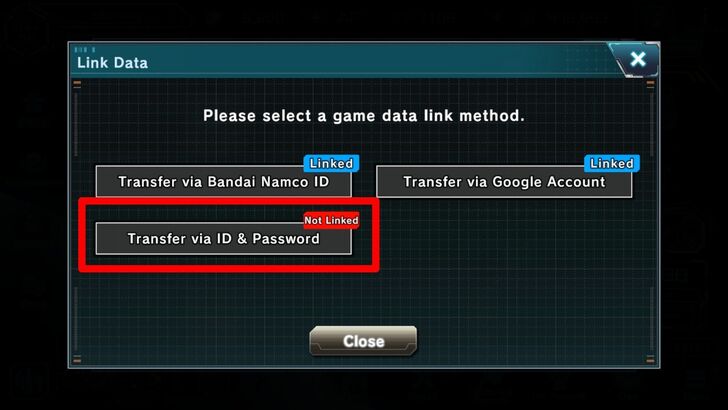 Account Linking Step 1 - Gundam UCE