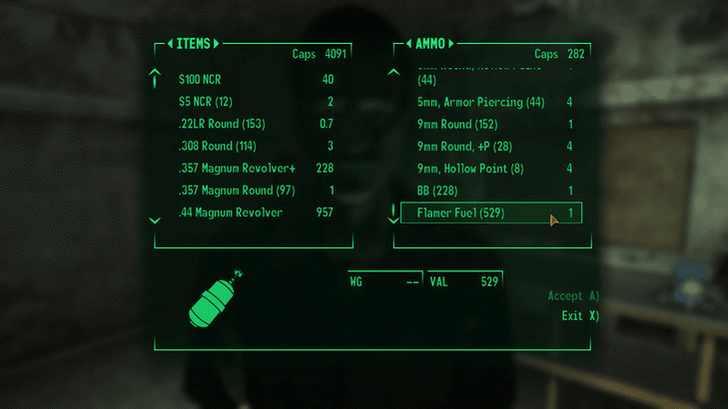 Fallout New Vegas - Buy Flamer Fuel and Rockets