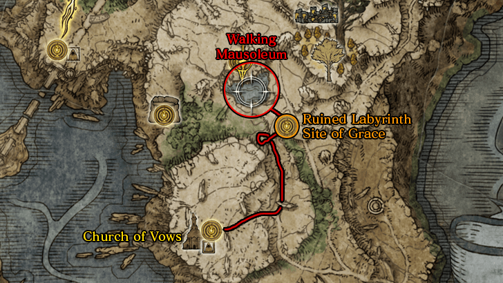 Elden Ring - Ruined Labyrinth Lake Walking Mausoleum