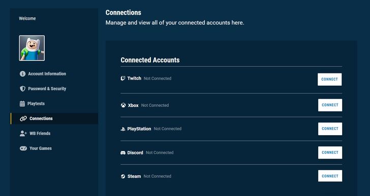 Warner Bros Account Setting