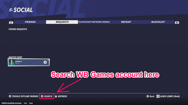 MultiVersus - Search WB Games username