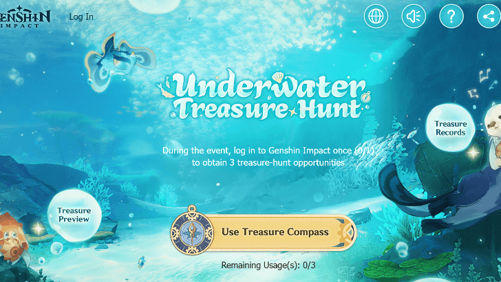 Genshin - Underwater Treasure Hunt - Log in